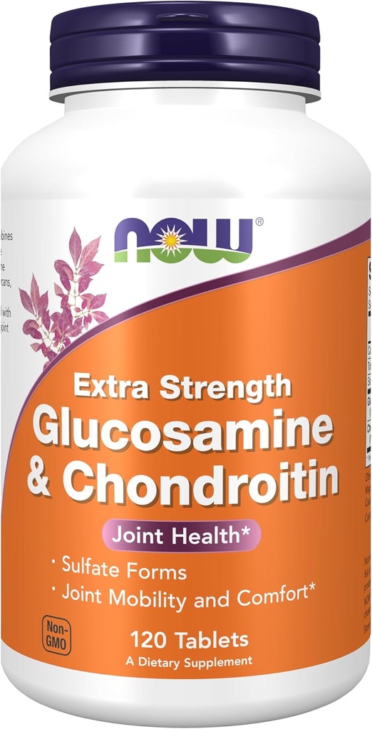 NOW Foods Supplements, Glucosamine & Chondroitin Extra Strength, Sulfate Forms, 120 Tablets