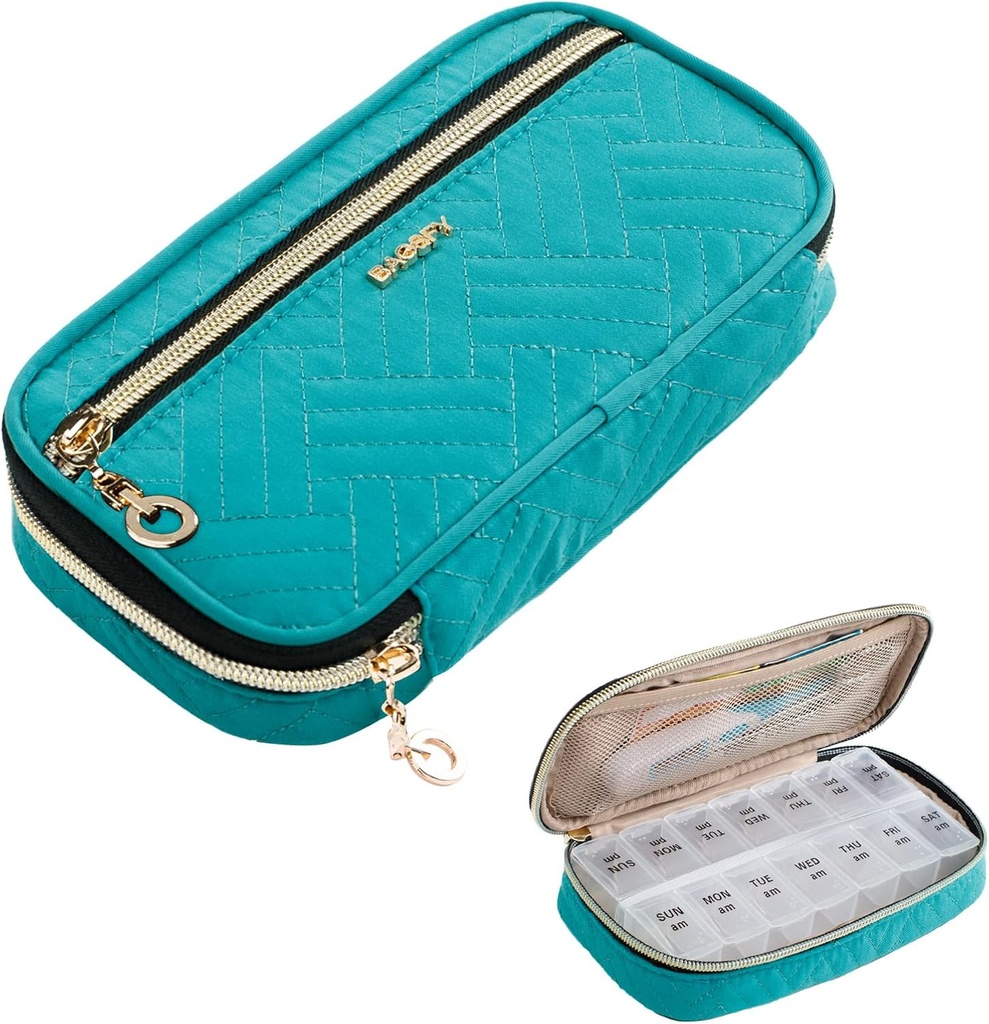 BAGSFY Pill Organizer Case 2 Times a Day- Weekly Medicine Organizer Travel Pill Box with Removable 7 Day Medicine Case Container for Fish Oil, Vitamin, Συμπλήρωμα