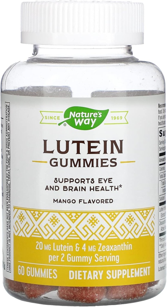 Ο τρόπος της φύσης Lutein Gummies με Zeaxanthin, Eye Health and Brain Function Συμπλήρωμα *, Mango Flavored, 60 Count