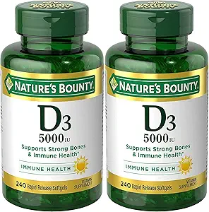 Nature's Bounty Vitamin D3, Immune Support, 125 mcg (5000iu), Rapid Release Softgels, 240 Ct - Συσκευασία των 2