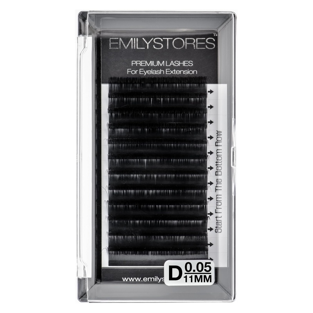 0.05mm Thickness D Curl 11mm Length Lashes Silk Mink Eyelashes For Eyelash Extensions Single Size One Tray