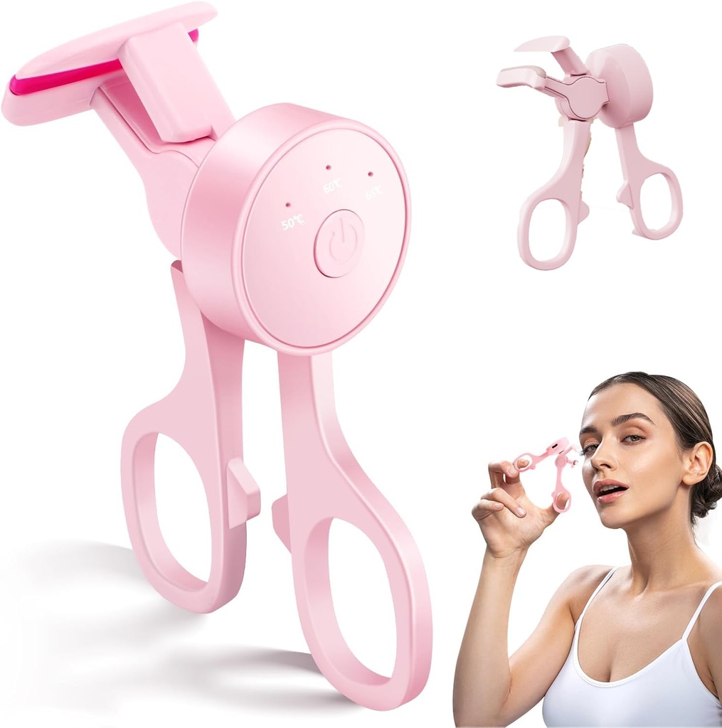 Heated Eyelash Curler for Women, USB Rechargeable Electric Eyelash Curler, Eyes Lashes Warmer with 3 Adjustable Tempreure, Quick Heated Curler for Lashes Rapid Heating in 5s