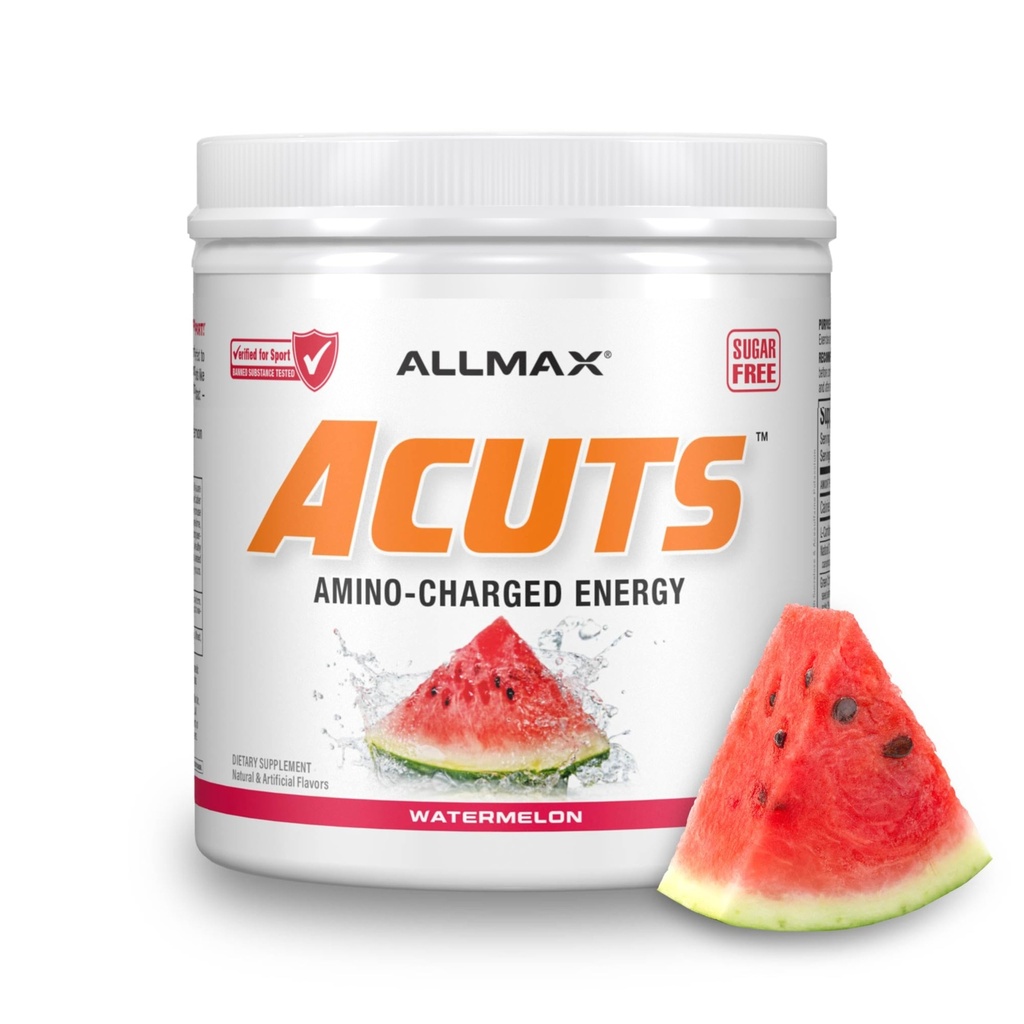 ALLMAX Διατροφικά AMinocuts (ACUTS), Amino-Curged Energy Drink with Taurine, L-Καρνιτίνη, Πράσινο εκχύλισμα Coffee Bean, Καρπούζι, 30 εξυπηρετούν