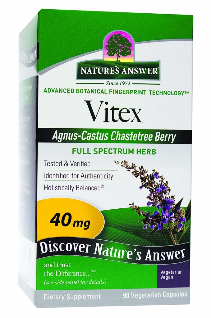 Nature's Answer Vitex (Agnus-Castus) Chastetree Berry Vegetarian Capsules, 90-Count | Promotes Female Hormonal Balance | Ovulation Production Supplement | Menopause Support