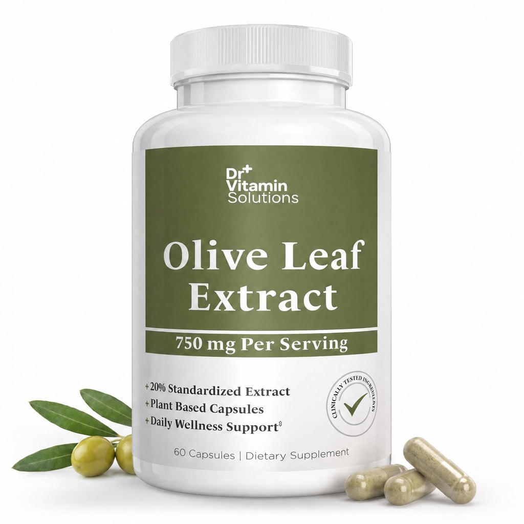 Olive Leaf Extract Capsules 750mg - 150mg Oleuropein, 60 Capsules 2 Month | 20% Standardized Herbal Supplement, Immune and Antioxidant Support, Non-GMO, Vegan, Gluten Free, Soy Free, No Fillers
