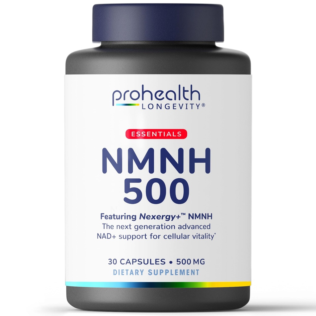 ProHealth Longevity Essentials NMNH 500 (500mg, 30 Capsules) - Featuring Nexergy+™ NMNH 500mg Supplement, NAD+ Precursor, Dietary Supplement, Cellular Health, Metabolism Support
