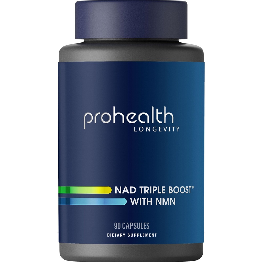 ProHealth NAD Triple Boost™ with NMN 500mg and NMNH 100 mg Plus Apigenin and Trans-Resveratrol. Promotes Longevity, Heart and Brain Health, Activates Sirtuins for Cellular Repair (30 Servings)