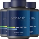 ProHealth NMN Pro 500 (30 Capsules, 3 Pack) Clinically Studied Uthever® NMN. NAD+ Precursor for Cellular Energy, Mitochondrial Support & Healthy Aging. USA Manufactured, Triple Lab-Tested