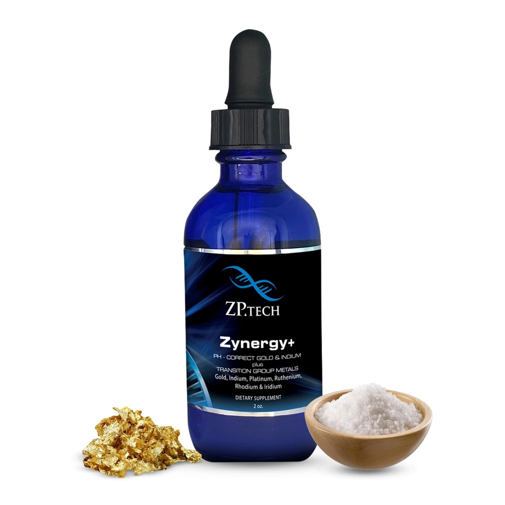 Zynergy Plus Gold Liquid | All Natural, Pure Monoatomic 24k Food Grade Mineral Au & Indium | Ormus Gold Oil Supports Pineal Gland, Anti-Aging, Meditation, Yoga, Third Eye | 2oz.