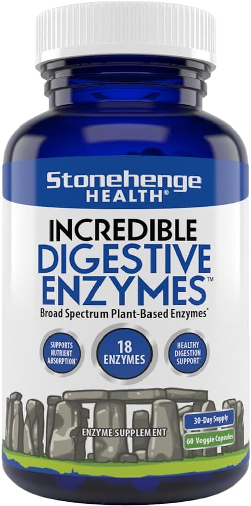 Stonehenge Health Incredible Digestive Enzymes - 18 Ένζυμα με βάση το φυτό - Lipase, Lactase, Protease, Amylase, Bromelain for Gas, Bloating, Fatigue (1)