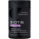 Sports Research® Biotin 5.000mcg με Βιολογικό Λάδι Καρύδας - Βιοτίνη (Vitamin B7) για Υγιή Δέρμα και Υποστήριξη μαλλιών* - για γυναίκες και άνδρες - Vegan, μη-GMO, Γλουτένη & χωρίς σόγια - 30 Veggie Softgels
