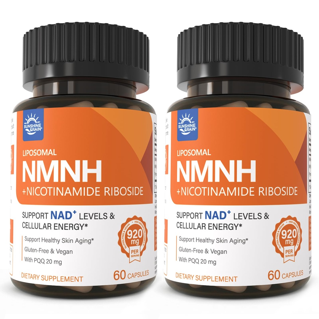 Sunshine & Rain Steady Energy Without Caffeine Crashes – Liposomal NMNH + NR + PQQ NAD⁺ Support Capsules for Cellular Energy, Focus & Healthy Aging | 120 Capsules