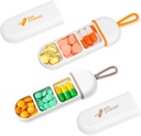 Toplive 2 Pack Travel Pill Organizer, Portable Pill Container Mini Daily Pill Organizer, Small Pill Case Travel Medicine Organizer Pocket Vitamin συμπλήρωμα Fish Oil Box, White Orange & White Grey