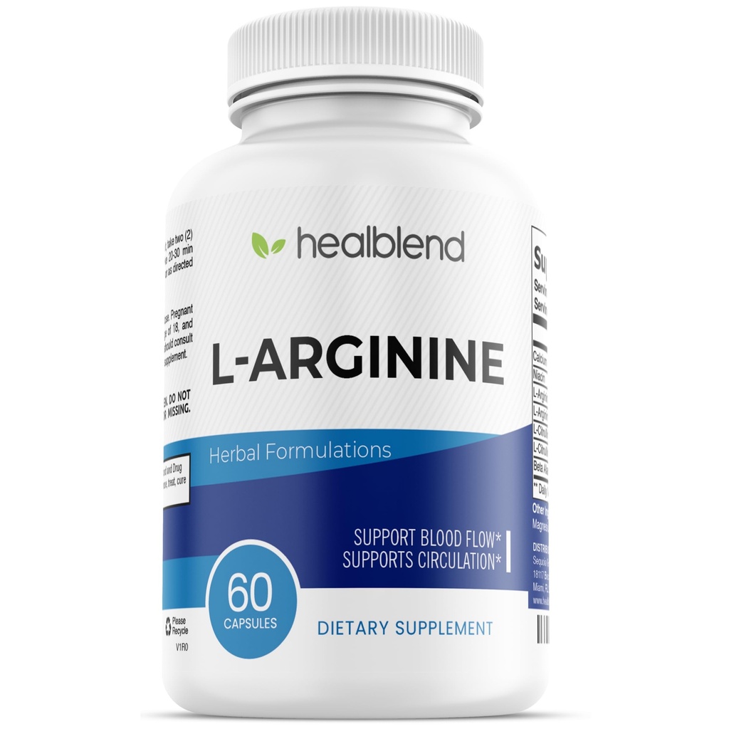 healblend L-Arginine Plus: Calcium, Niacin, L-Arginine Blend, L-Citrulline Complex & Beta Alanine - 60 Capsules