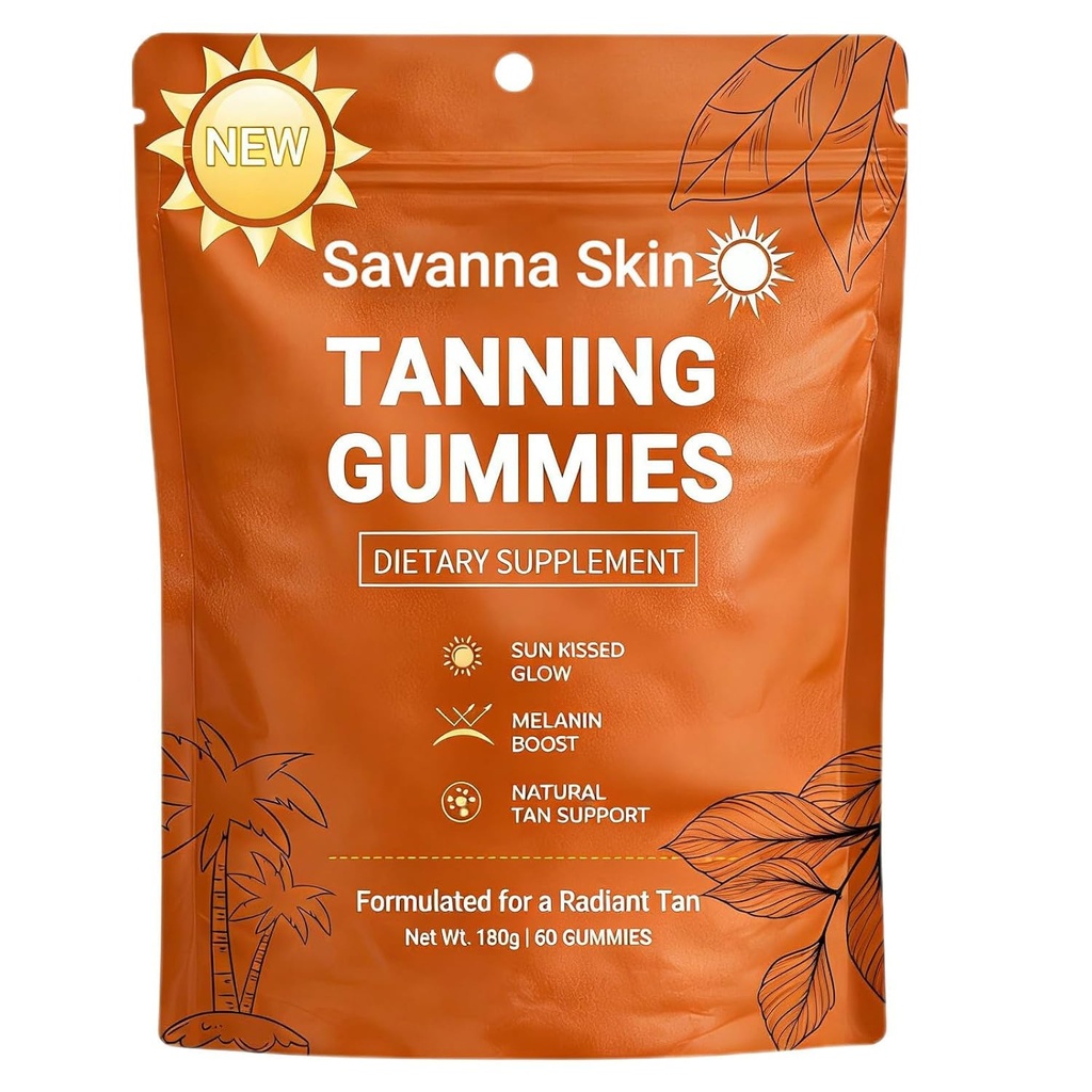 Skin Tanning Gummies for Women, Tanning Gummies that Work Fast Without Sun with Astaxanthin, Beta Carotene & Vitamin C, Skin Radiance for Natural Looking Glow (1PC)