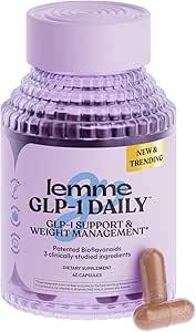 Lemme GLP-1 Daily, Clinically Studied Ingredients to Reduce Hunger & Cravings, Promote GLP-1 Production, Support Fat Loss and Weight Management, 1 Month Supply (60 Capsules)