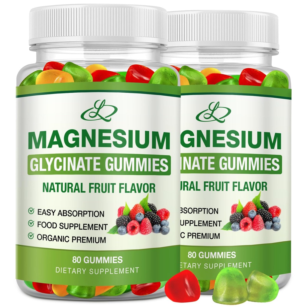 Γλυκινικό μαγνήσιο Glycinate Gummies για ενήλικες και παιδιά 600mg, Υψηλής Απορρόφησης Κάλιο συμπλήρωμα μαγνησίου για τον ύπνο, μαγνήσιο L-Θρεονικό, 160 Count