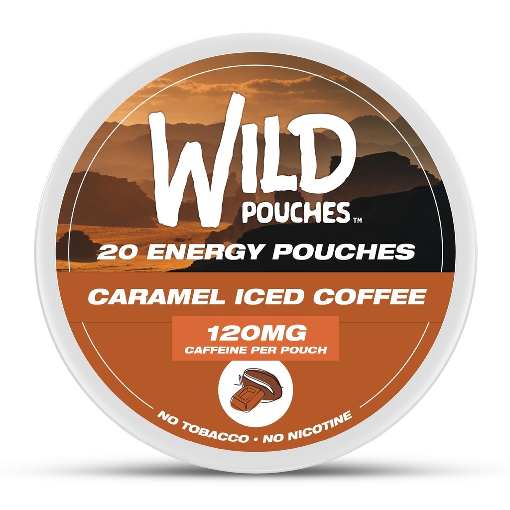 Single 120mg 20 x Caramel Coffee Caffeine Pouches Iced | Nicotine Free | Caffeine Energy Pouches for Fast Energy | Quit Smoking Aid | Available as Single and 5 Packs | Multiple Strengths and Flavors