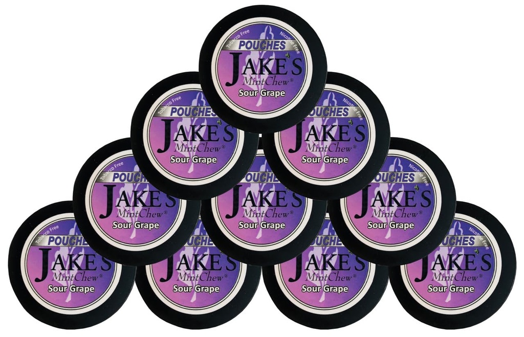 Jake's Mint Chew Sour Grape Pouches- 10 pack - Tobacco & Nicotine Free alternative