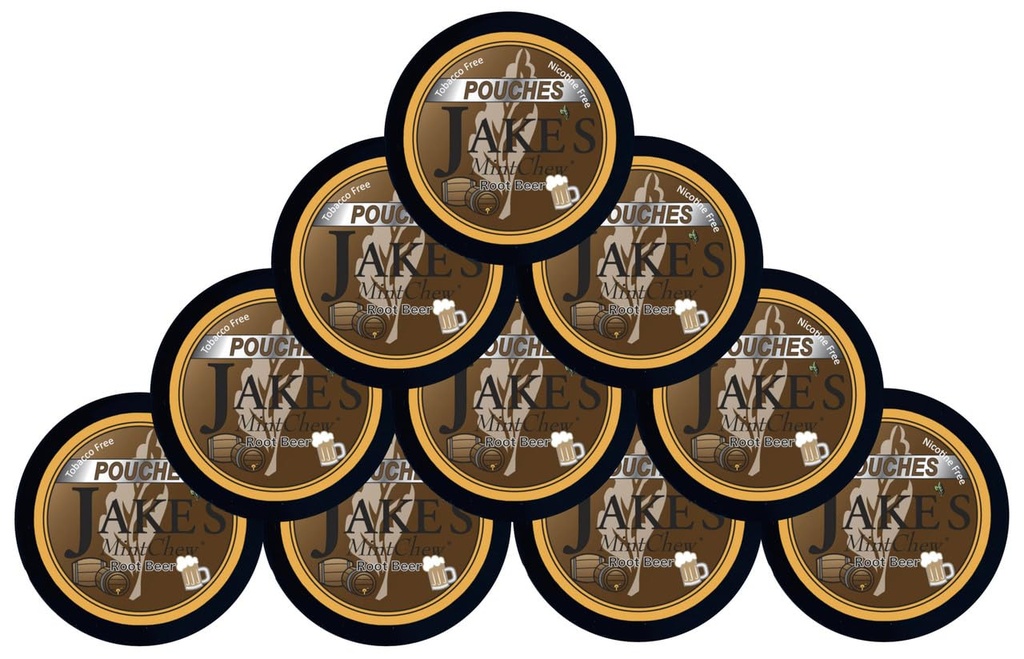 Jake's Mint Chew Root Beer Pouches- 10 pack - Tobacco & Nicotine Free alternative