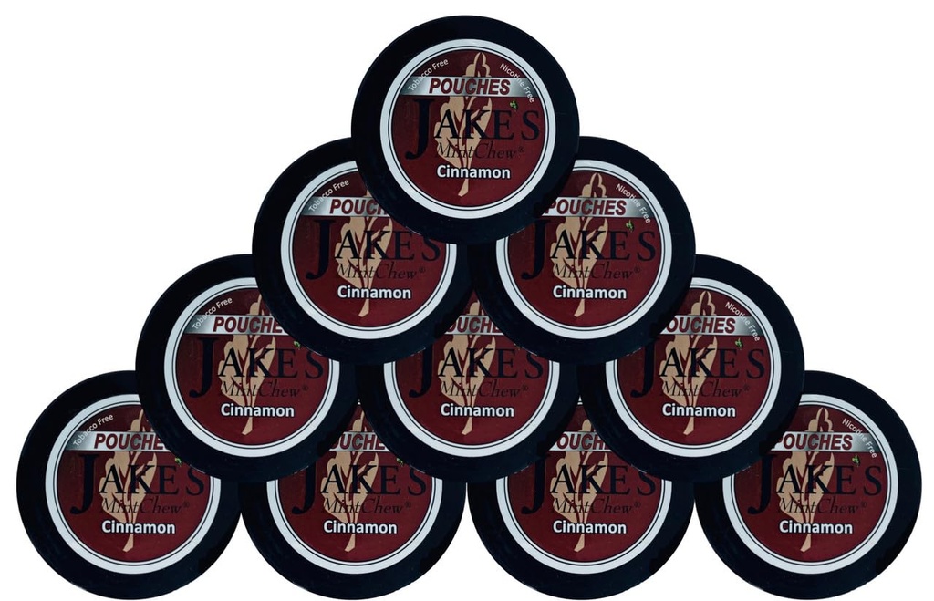Jake's Mint Chew Cinnamon Pouches- 10 pack - Tobacco & Nicotine Free alternative