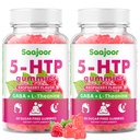 2 Pack 5-HTP 300mg Gummies with GABA + L-Theanine & Vitamin D3, Circadian Rhythm Support for Adults, Raspberry Flavor, 120 Gummies