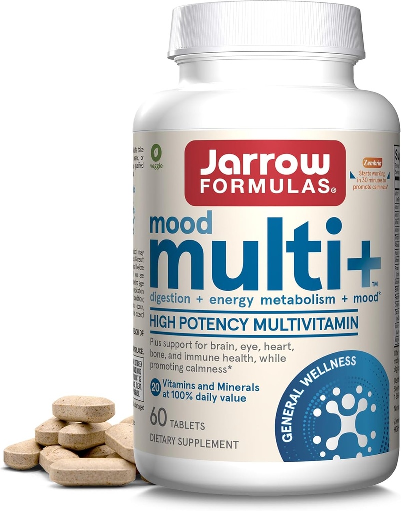 Jarrow Formulas Multi+ Mood Multivitamins for Occasional Stress Resis, 60 Tablets, 30 Day Supply