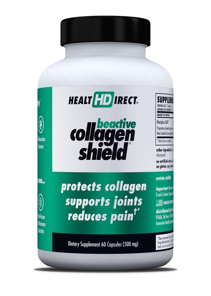 ΥΓΕΙΑ DIRECT - BeActive Collagen Shield - 120 Κάψουλες - Advanced Green-Liped Mussel συμπλήρωμα για την προστασία του κολλαγόνου - Υποστηρίζει Collagen στο δέρμα, αρθρώσεις και μύες