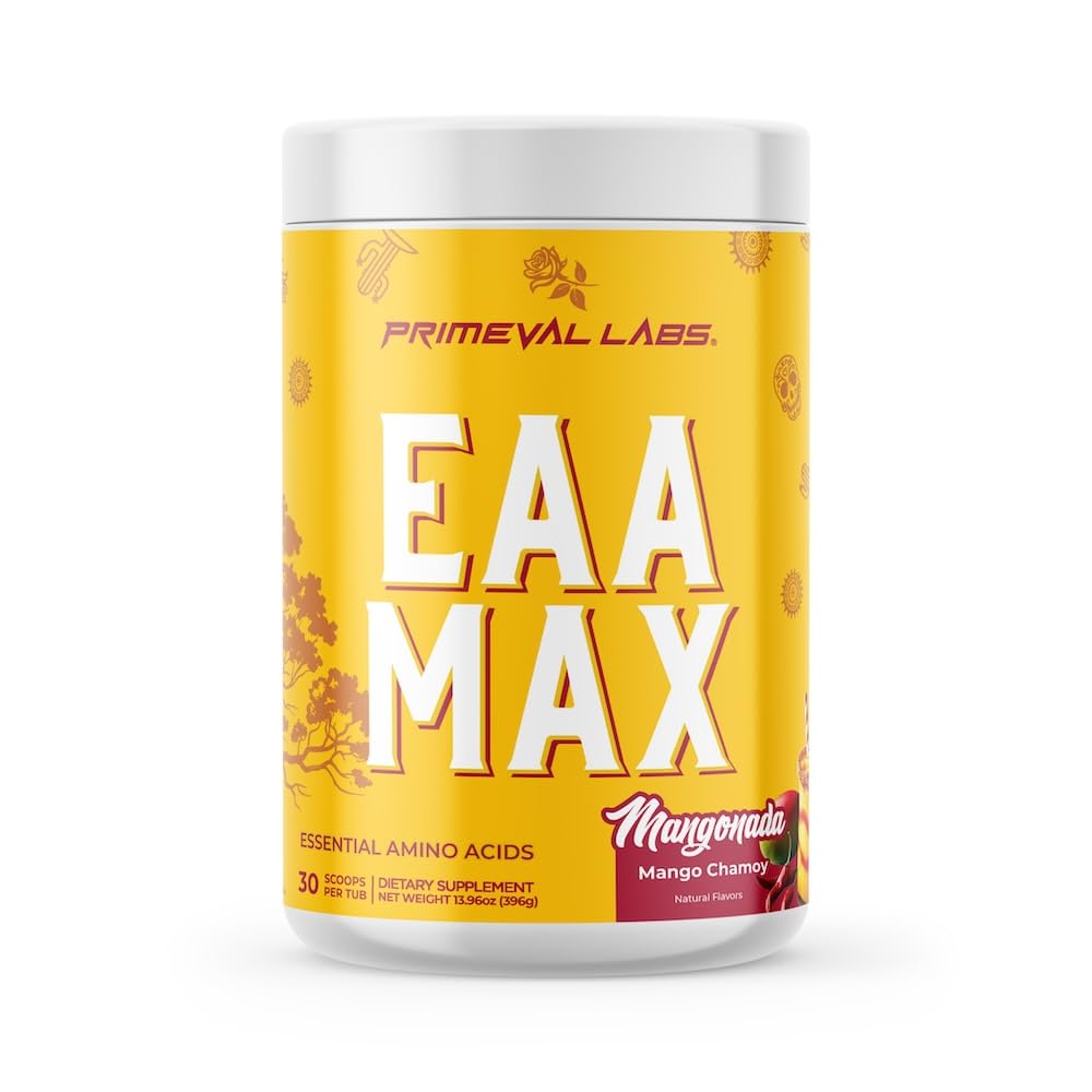 Primeval Labs EAA Max | Pre or Post Workout Muscle Recovery | BCAAs, EAAs, Electrolytes | Supports Hydration & Performance | Keto Friendly | 30 Servings (Mangonada)