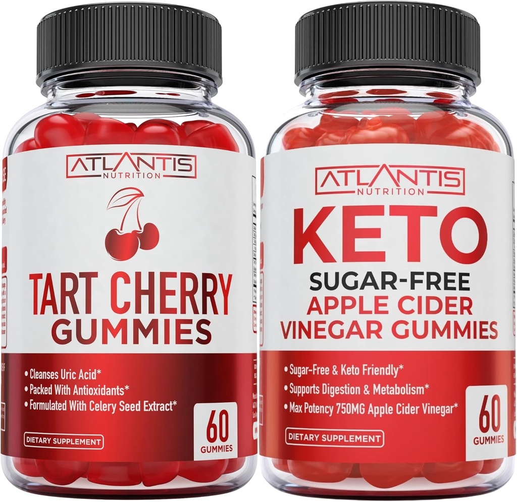 Ατλαντίδα διατροφή ταρτάρ Cherry 60 Gummies + ζάχαρη δωρεάν κέτο μήλο μηλίτη ξύσμα 60 Gummies