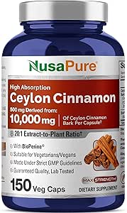 NusaPure Ceylon Cinnamon20:1 Extract, 500 mg Ισοδύναμο με 10. 000 mg ανά καψάκιο 