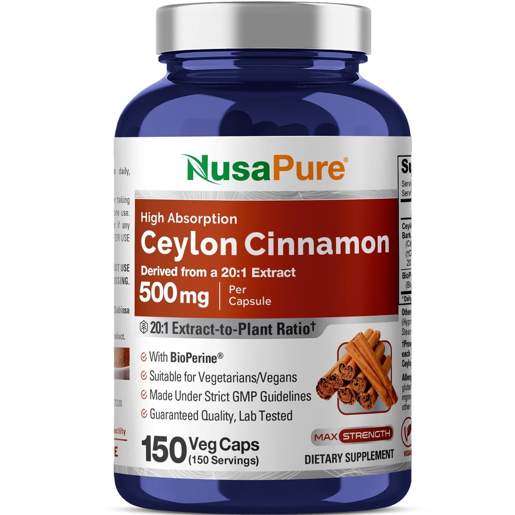 NusaPure Ceylon Cinnamon20:1 Extract, 500 mg Ισοδύναμο με 10. 000 mg ανά καψάκιο 
