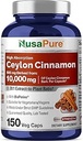 NusaPure Ceylon Cinnamon20:1 Extract, 500 mg Equivalent to 10,000 mg Per Caps | 150 Veggie Capsules | Non-GMO, Vegan with Bioperine