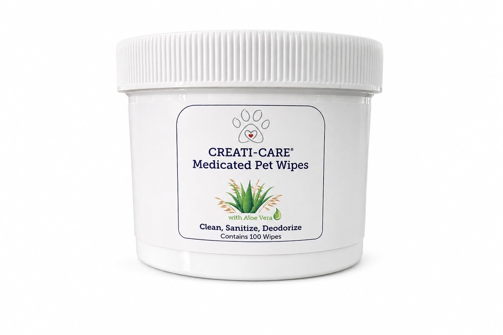 Creati Care Dog Ear Cleaner Wipes -Medicated Chlorhexidine Ketoconazole-Optic Cleanser for Dogs to Stop Ear Itching, and Infections and Controlling Ear Odor in Pets - 100 Wipes