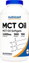 Nutricost MCT Oil Softgels 1000mg, 300 SFG (3.000mg Serv) - Μεγάλη για Κέτο, Κέτωση, και Ketogenic Diets