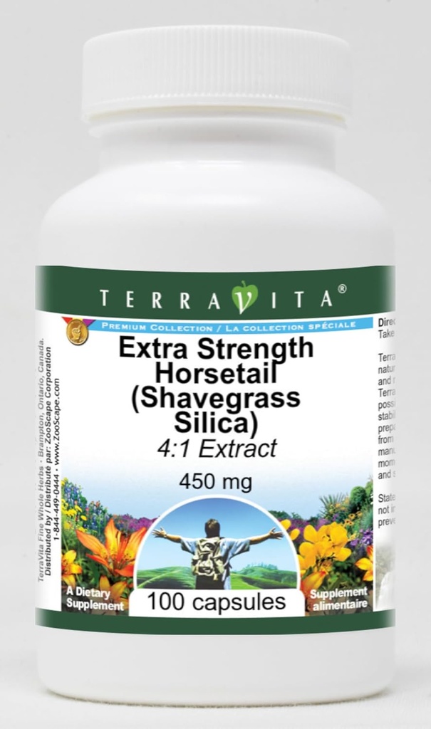 Extra Strength Horsetail (Shavgrass Silica) 4:1 Extract - 450 mg (100 κάψουλες, ZIN: 514199) - 3 συσκευασίες