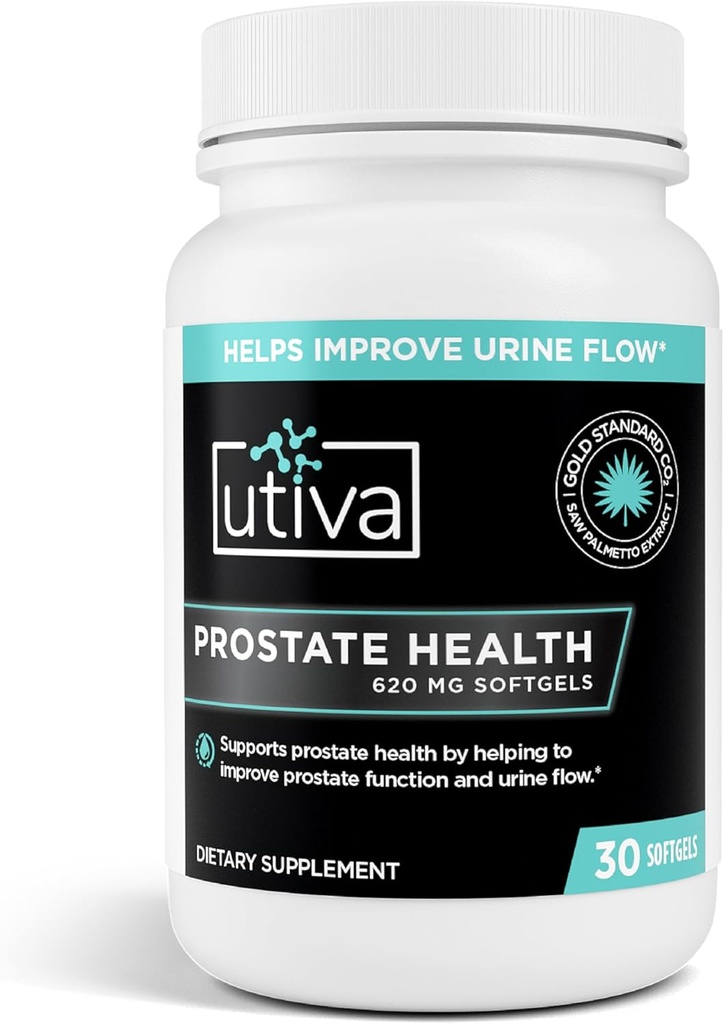 Utiva Prostate Health - Φυσική φόρμουλα για υγιή λειτουργία και ροή ούρων - συμπλήρωμα προστάτη για τους άνδρες - Beta-Sitosterol και πριόνι Palmetto για τους άνδρες - 30 Softgels