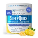 Relaxium Sleep Quick Gummy, Sleep Aid Support, 5 mg Μελατονίνη, Βιταμίνη D-3, Προβιοτική & Προβιοτική Μείξη, Χωρίς Γλουτένη & Φάρμακα, Γεύση Λεμονιού, 60 Gummies