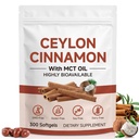 Organic Ceylon Cinnamon Capsules, Energy & Metabolism Support (1 Pack) | Non-GMO, Enhanced with MCT Oil for Daily Wellness Support