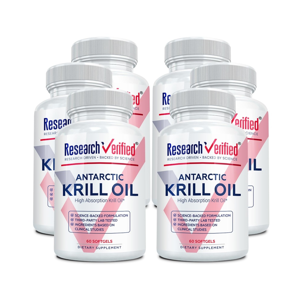 Research Verified Antarctic Krill Oil 2000mg - Support Heart Function, Boost Cognition - MSC Certified, Sustainably Sourced - 360 Softgels - 6 Month Supply - Made in the USA