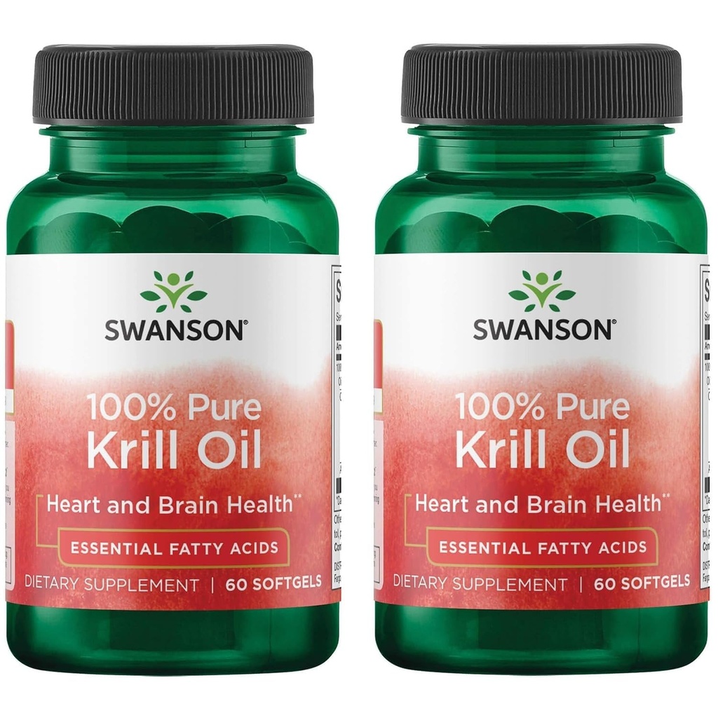 Swanson 100% Pure Krill Oil 500 Milligrams 60 Sgels (2 Pack)