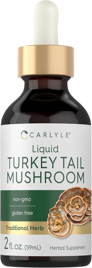 Carlyle Turkey Tail Mushroom Extract Liquid Tincture | 2 FL Oz | Vegetarian Drops | Non-GMO, Gluten Free Supplement