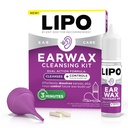 LIPO Earwax Removal Kit - Ear Wax Removal Drops with Bulb Syringe & Ear Plugs - Ear Cleaning Kit for Clogged Ears - Peroxide-Free, Gentle Ear Care for Daily Ear Hygiene & Wax Build-Up Removal