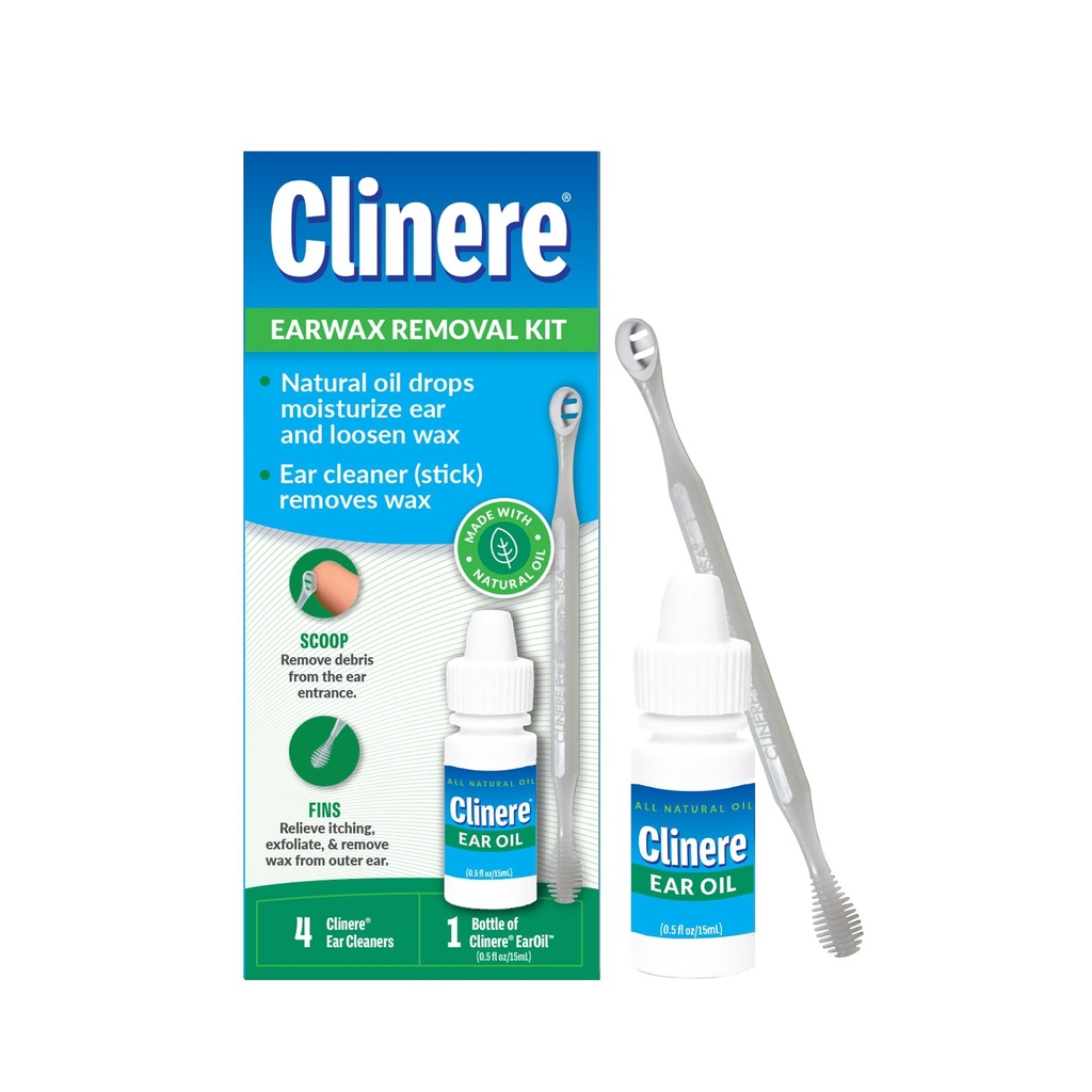 Clinere Ear Oil Conditioner & Ear Cleaners Cleaning Care Kit, 1 Ea, 1count, 4 Ear Tips