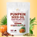Pumpkin Seed Oil with Saw Palmetto Capsules | 4500mg | 180 Count/Bag| 33 in 1 Vitamin C D3 B12 E A, Castor, Zinc, Biotin, Iron, Peppermint | Hair Growth & DHT Blocker for Women Men