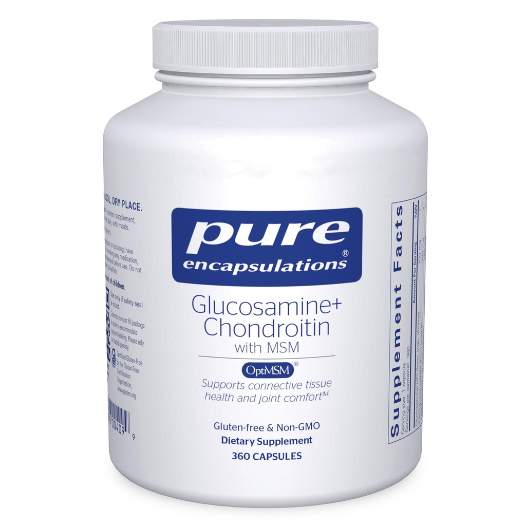 Pure Encapsulations Glucosamine Chondroitin with MSM - Supports Joint Health & Normal Cartilage Formation* - Maintains Enzyme Activity - Gluten-Free & Non-GMO - 360 Capsules