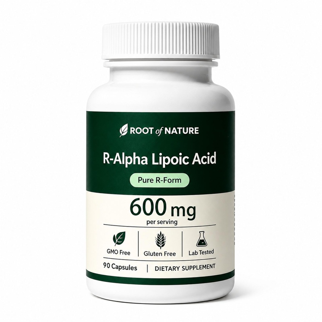 Root of Nature R-Alpha Lipoic Acid 600 mg with Coconut Oil, Alpha Lipoic Acid Supplement Antioxidant Formula