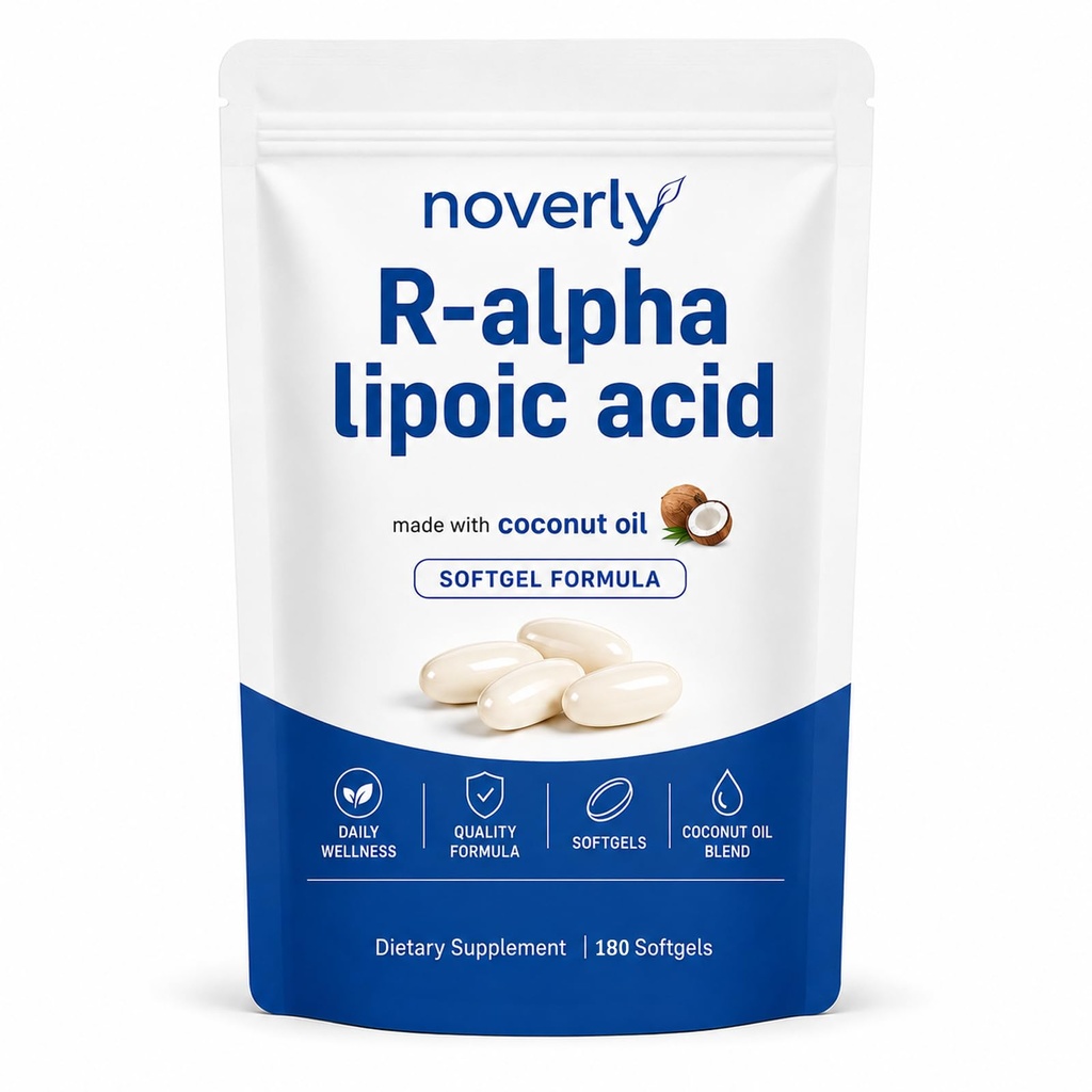 Noverly R-Alpha Lipoic Acid Softgels with Coconut Oil, 180 Count