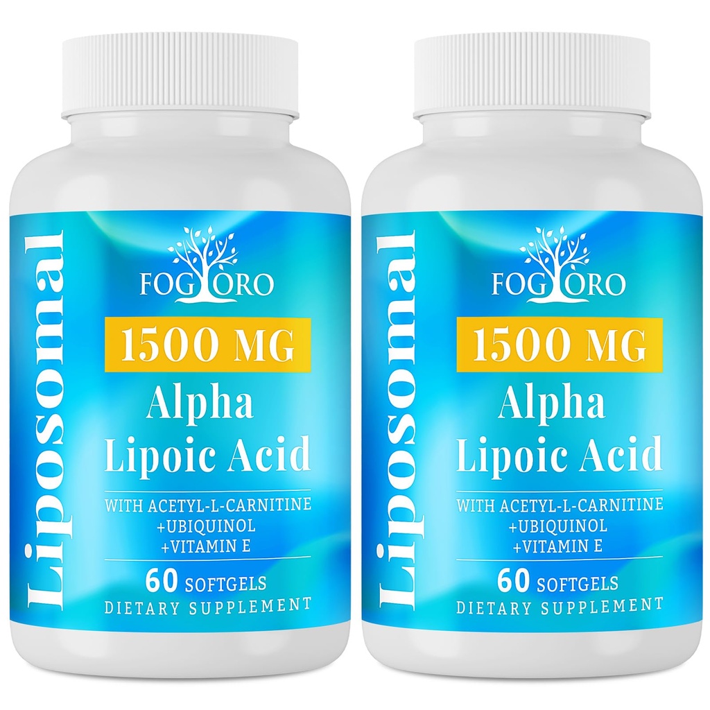 Fogoro Alpha Lipoic Acid 1500 mg-Liposomal ALA Supplement for Cellular Energy Production,Glucose and Lipid Metabolism,Free Radical Scavenger,120 Softgels