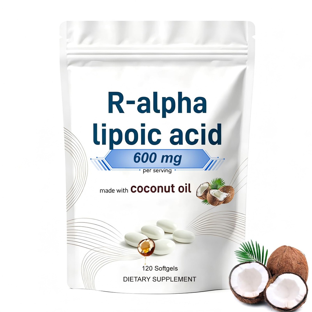 Vesterial R-Alpha Lipoic Acid with Coconut Oil, 600 mg Per Serving, | 120 Softgels, Non-GMO, Gluten-Free, Soy-Free, Dairy-Free